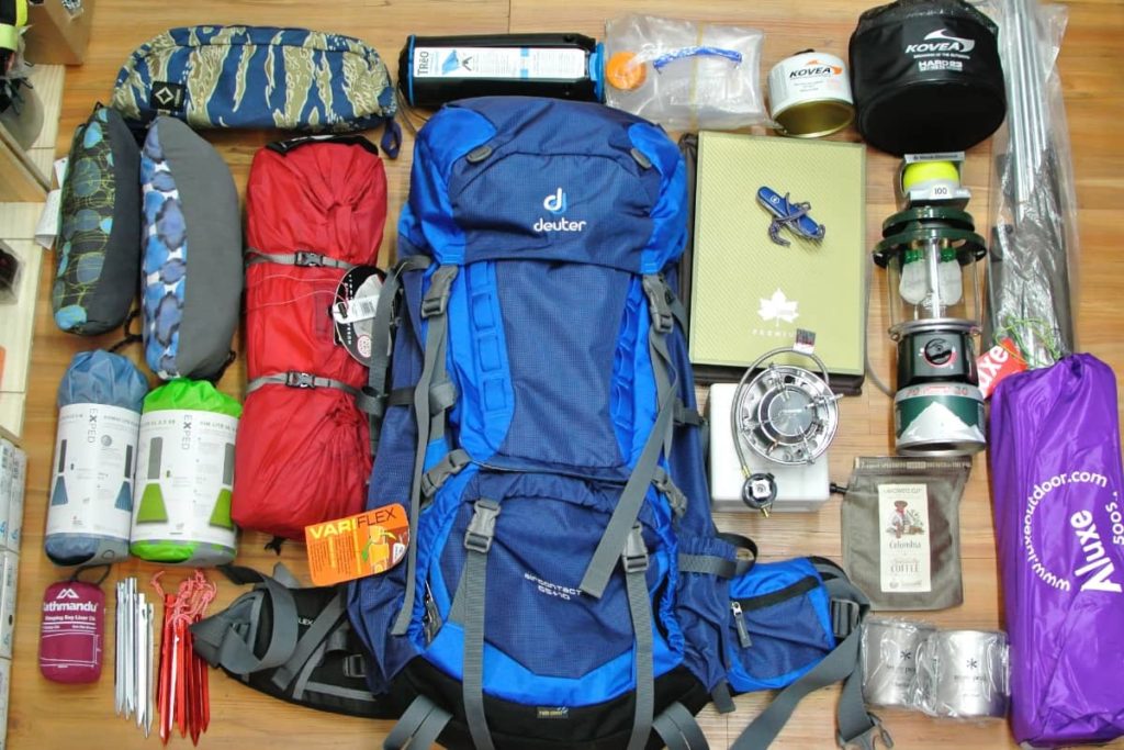 a photo of camping gear laid out